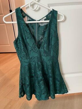 Charlotte Russe Emerald Green Lace Peplum Tank